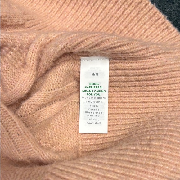 Aerie Pink Cable Knit Crew Neck Sweater - Picture 4 of 5